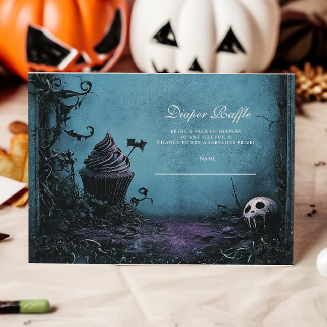 Tarjeta De Recepción Sorteo de pañales de Halloween Azul Gótico (Subido por el creador)