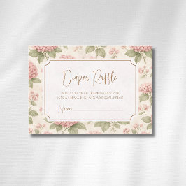 Tarjeta De Recepción Sorteo de pañales de hortensia rosa Cottagecore Fl