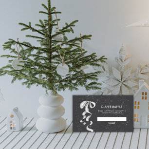 Tarjeta De Recepción Sorteo de pañales de invierno de arco de plata Bab