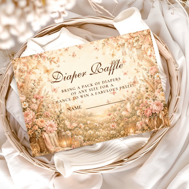 Tarjeta De Recepción Sorteo de pañales de mariposa boho elegante (Subido por el creador)