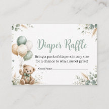 Sorteo de pañales de osito de peluche verde salvia