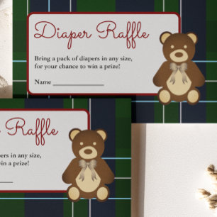 Tarjeta De Recepción Sorteo de Pañales de Oso de Peluche de Cuadro Esco