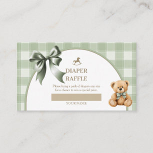 Tarjeta De Recepción Sorteo de Pañales de Oso Teddy Elegante Verde Salv