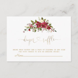 Tarjeta De Recepción Sorteo de pañales de Poinsettia delicada acuarela 