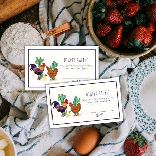 Tarjeta De Recepción Sorteo de pañales de pollo gallo Cactus Baby Showe