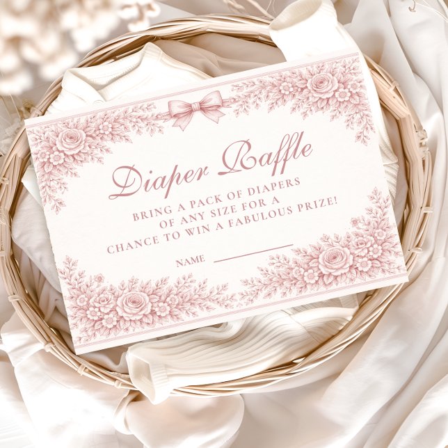 Tarjeta De Recepción Sorteo de pañales de toile floral rosa (Subido por el creador)