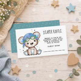 Tarjeta De Recepción Sorteo de pañales del piloto Teddy Bear acuarela