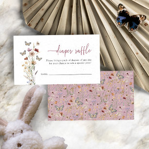 Tarjeta De Recepción Sorteo de Pañales Flor Silvestre Rosa