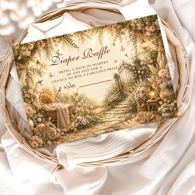 Tarjeta De Recepción Sorteo de pañales floral botánico boho (Subido por el creador)