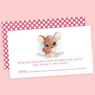 Tarjeta De Recepción Sorteo de pañales Floral Deer Cute Woodland
