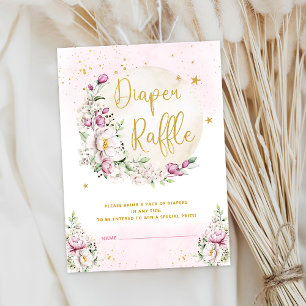 Tarjeta De Recepción Sorteo de pañales Floral Moon Pink