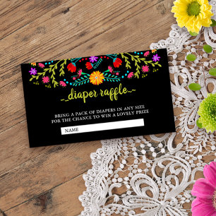 Tarjeta De Recepción Sorteo de pañales florales de fiesta mexicana Baby