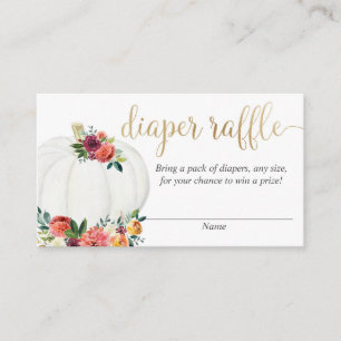 Tarjeta De Recepción Sorteo de pañales florales de otoño con calabaza s