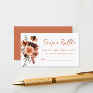 Tarjeta De Recepción Sorteo de pañales florales de terracota boho terre