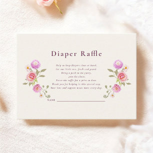 Tarjeta De Recepción Sorteo de pañales florales pastel Baby Shower