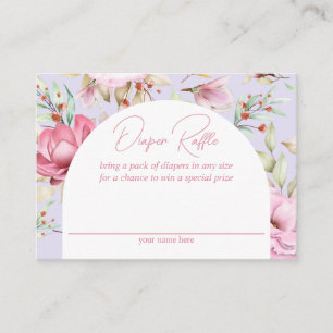 Tarjeta De Recepción Sorteo de pañales florales rosa y lavanda