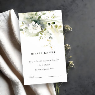 Tarjeta De Recepción Sorteo de pañales florales verdes abstractos para