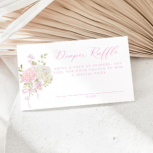 Tarjeta De Recepción Sorteo de pañales florales vintage rosa suave