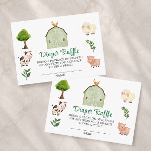 Tarjeta De Recepción Sorteo de pañales granja animales corral baby show