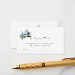 Tarjeta De Recepción Sorteo de Pañales  Hortensia Azul  Fiesta del Té