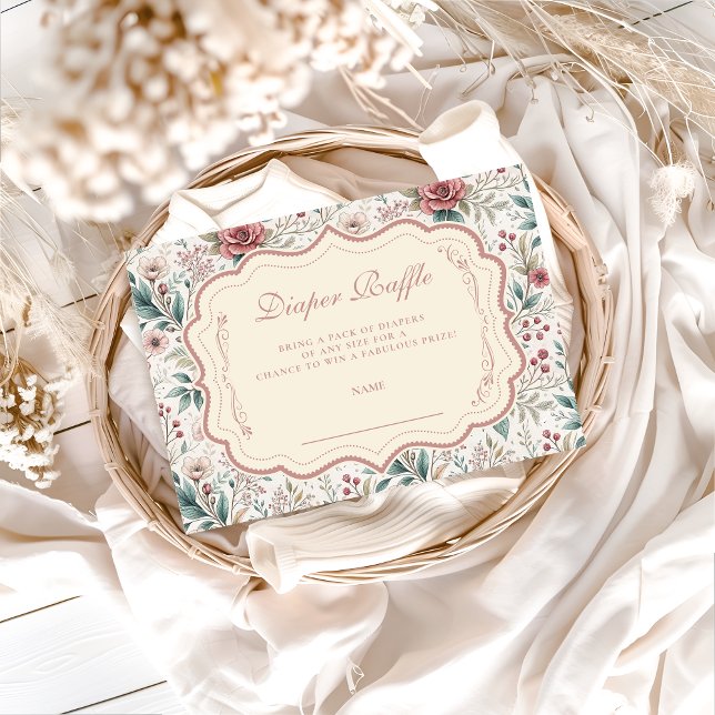 Tarjeta De Recepción Sorteo de Pañales Jardín de Rosas Shabby Chic (Subido por el creador)