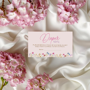 Tarjeta De Recepción Sorteo de pañales Little Wildflower Blush Pink