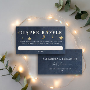 Tarjeta De Recepción Sorteo de Pañales Luna Noche Estrellada Azul Baby 
