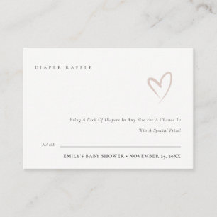 Tarjeta De Recepción Sorteo de Pañales Minimal Chic Corazón Rosado Baby