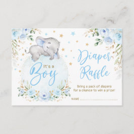 Tarjeta De Recepción Sorteo de pañales Niño Elefante Azul Oro Luna Estr