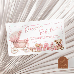 Tarjeta De Recepción Sorteo de pañales para baby shower Carruaje Coquet