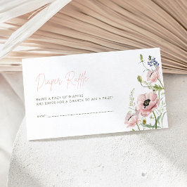 Tarjeta De Recepción Sorteo de Pañales para Baby Shower con Flores Rosa