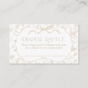 Tarjeta De Recepción Sorteo de pañales para baby shower con lazo neutra