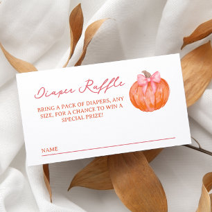 Tarjeta De Recepción Sorteo de pañales para baby shower de calabaza con