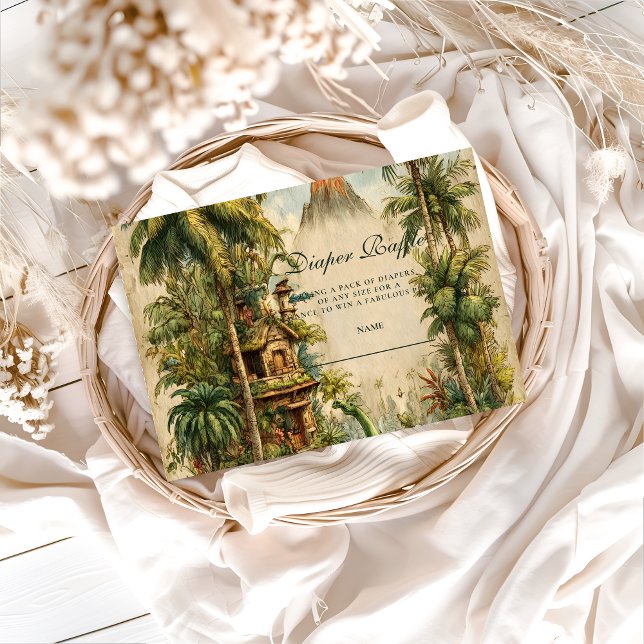 Tarjeta De Recepción Sorteo de pañales para baby shower de dinosaurios  (Subido por el creador)