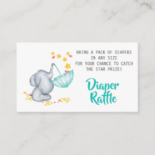 Tarjeta De Recepción Sorteo de pañales para baby shower de elefante