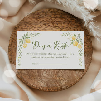 Tarjeta De Recepción Sorteo de pañales para baby shower de limón floral
