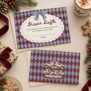 Tarjeta De Recepción Sorteo de pañales para baby shower de Navidad con 