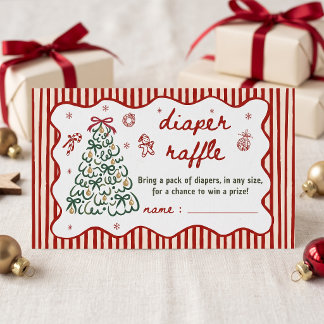 Tarjeta De Recepción Sorteo de pañales para baby shower de Navidad con 