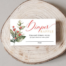 Tarjeta De Recepción Sorteo de pañales para baby shower de Navidad rúst