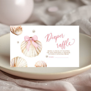 Tarjeta De Recepción Sorteo de pañales para baby shower de niña con laz