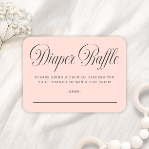 Tarjeta De Recepción Sorteo de pañales para baby shower de niña con let