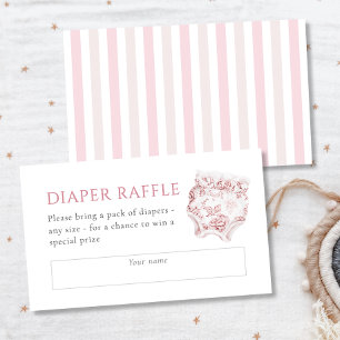 Tarjeta De Recepción Sorteo de Pañales para Baby Shower de Niña con Toi