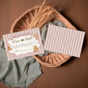 Tarjeta De Recepción Sorteo de Pañales para Baby Shower de Osito de Pel