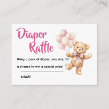 Sorteo de pañales para Baby Shower de oso rosa per