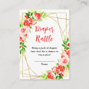 Tarjeta De Recepción Sorteo de pañales para baby shower de sandía grana