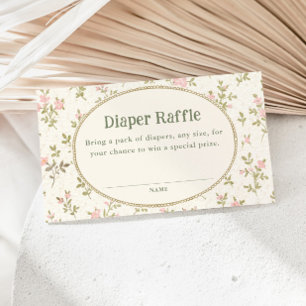 Tarjeta De Recepción Sorteo de pañales para baby shower floral de cabañ