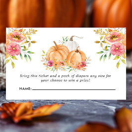 Tarjeta De Recepción Sorteo de pañales para baby shower floral de calab