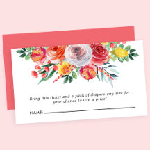 Sorteo de pañales para baby shower floral de flore