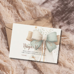 Tarjeta De Recepción Sorteo de pañales para baby shower minimalista con