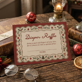 Tarjeta De Recepción Sorteo de pañales para baby shower navideño capric